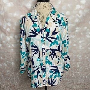 JM COLLECTION Linen Button Front Shirt Size 18